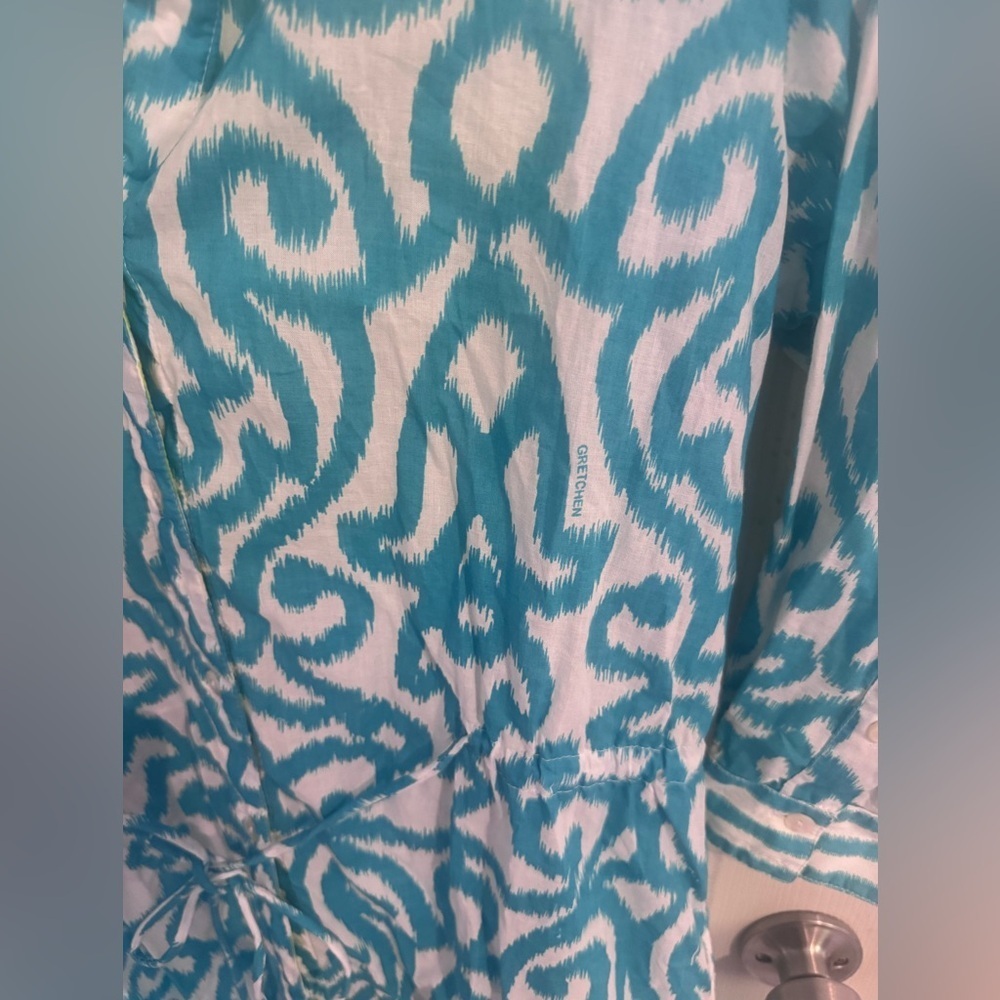 Gretchen Scott Everywhere Dress Arabesque Sky Blue Turquoise Sheath XS - Picture 6 of 14